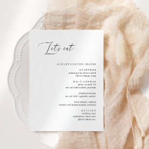 Rustic Calligraphy Let's Eat Wedding Dinner Menu