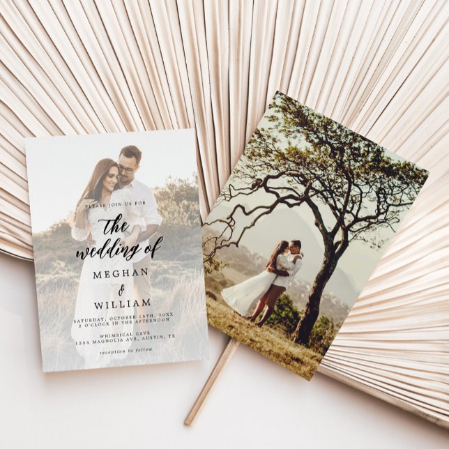 Rustic Calligraphy Photo Wedding  Invitation (Creator Uploaded)