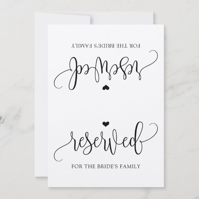 Rustic Calligraphy Reserved Sign Tent (Kraft) Invitation (Front)