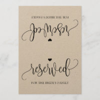 Rustic Calligraphy Reserved Sign Tent (Kraft)