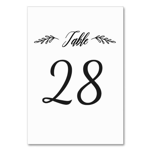 Rustic Calligraphy Table Number | Editable Colour (Front)