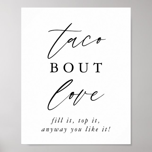 Rustic Calligraphy Taco Bout Love Taco Bar Sign (Front)