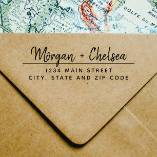 Rustic Calligraphy Wedding Return Address Self-inking Stamp