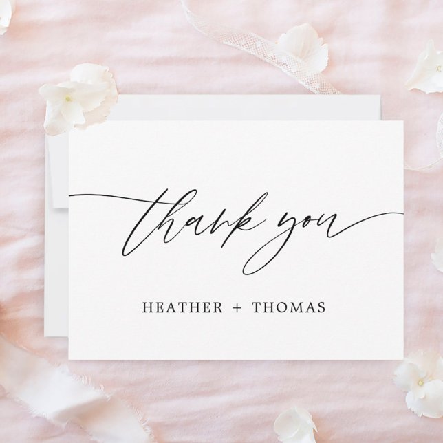 Rustic Calligraphy Wedding Thank You Card (Creator Uploaded)