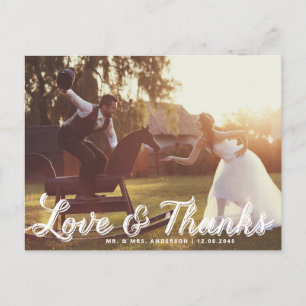 Rustic Calligraphy Wedding Thank You Postcard