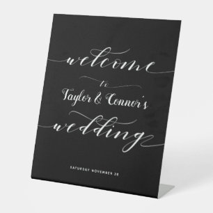 Rustic Calligraphy Welcome To Our Wedding Pedestal Sign