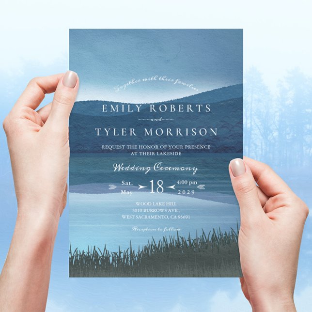 Rustic Calming Lakeside Wedding Invitation (Creator Uploaded)