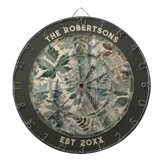 Rustic Camo Custom Family Name Established Date Dartboard