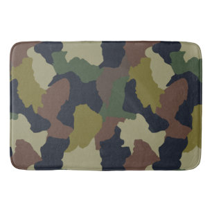 Rustic Camo Green Brown Camouflage Bath Mat