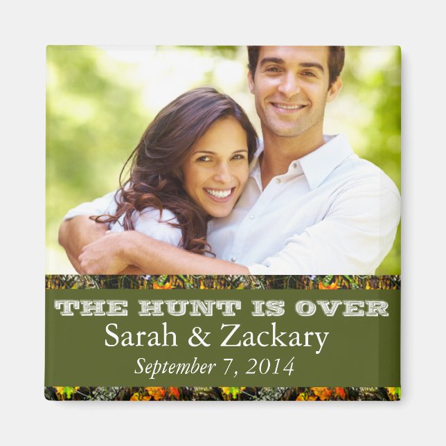 Rustic Camo Save The Date Wedding Magnet (Front)