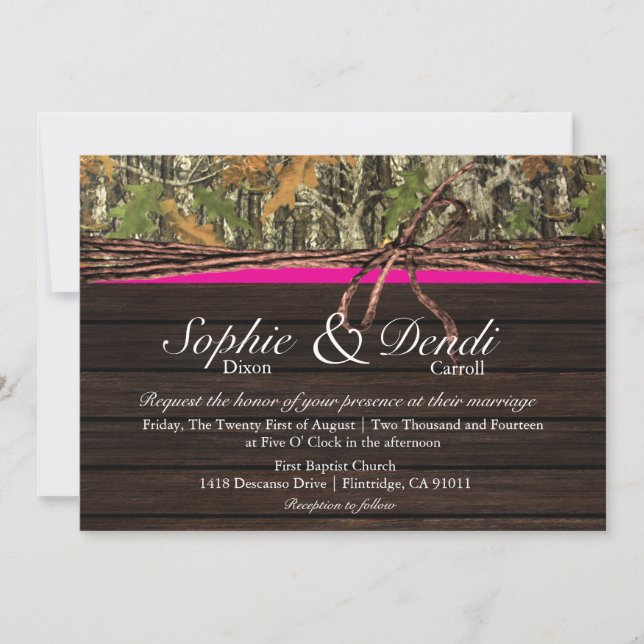 Rustic Camo Wood Wedding Invitation (Front)