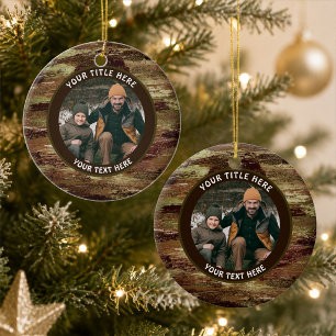Rustic Camouflage Photo Personalized Ceramic Tree Decoration