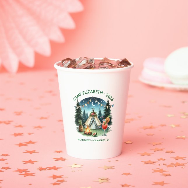 Rustic Camp Bride Personalised Paper Cups (Insitu)