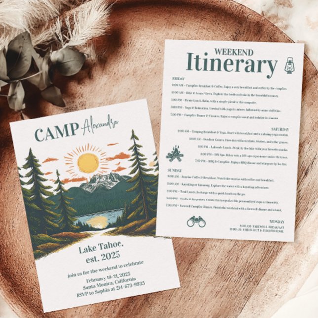 Rustic Camp Weekend Retreat Bachelorette Invitation (Creator Uploaded)