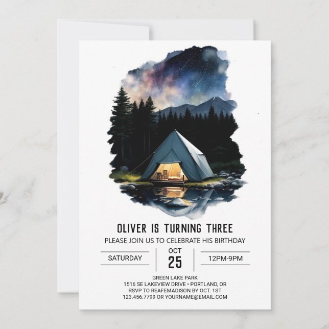 Rustic Campfire and S'Mores Birthday Invitation (Front)