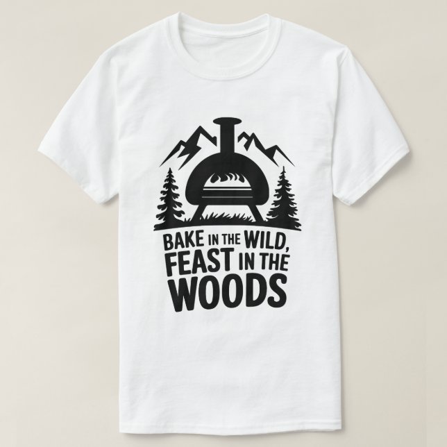Rustic Campfire Baking Wild Forest Design T-Shirt (Design Front)