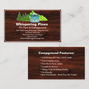Rustic Campground RV Park Contact Design Business Card