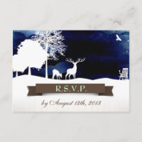 Rustic Campground Wedding RSVP with Deer and Trees