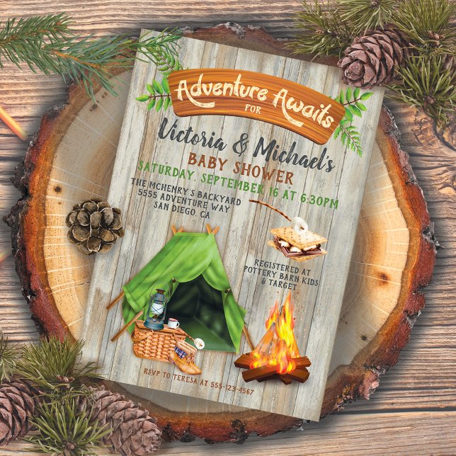 Rustic Camping Adventure Baby Shower Invitation (Creator Uploaded)