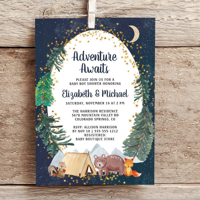 Rustic Camping Adventure Couples Baby Shower Invitation (Creator Uploaded)
