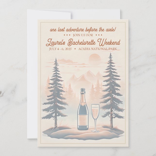 Rustic Camping Bachelorette Invitation, 5x7 custom Invitation (Front)