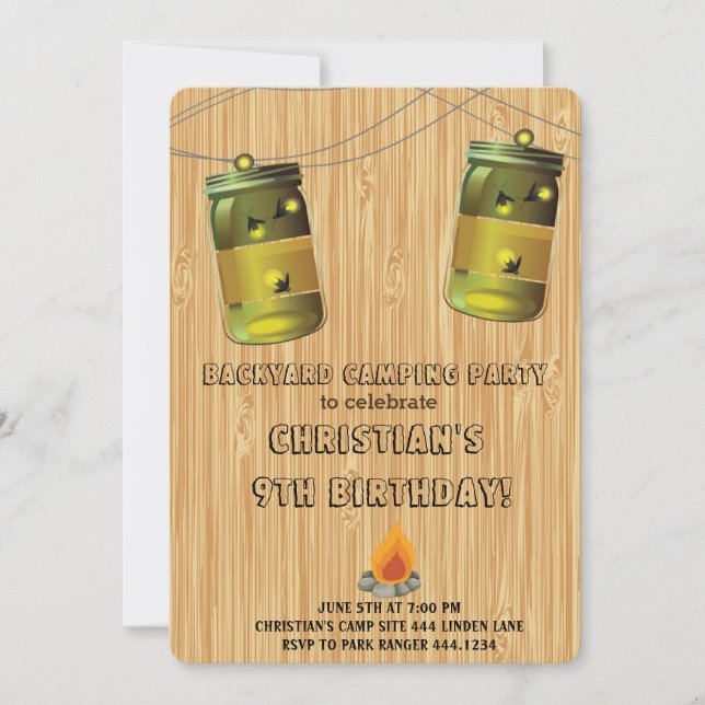 Rustic Camping Birthday Invitations (Front)
