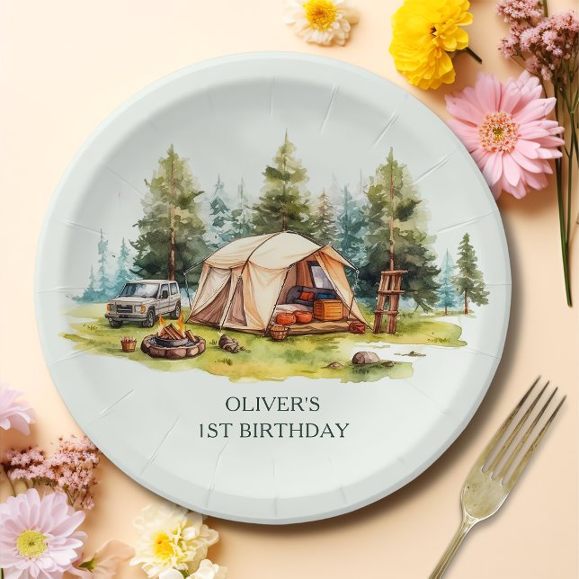 Rustic Camping Birthday Party  Paper Plate (Creator Uploaded)