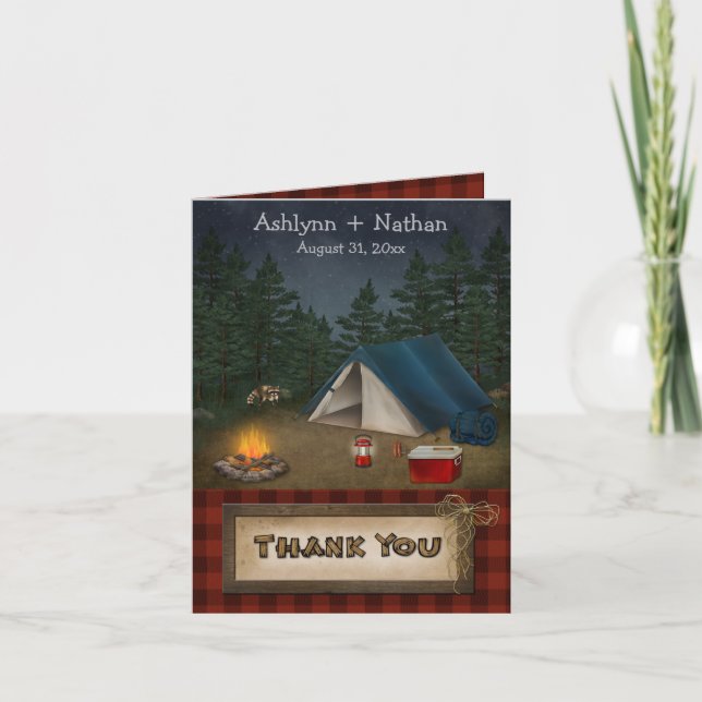 Rustic Camping Glamping Nature Thank You Card (Front)