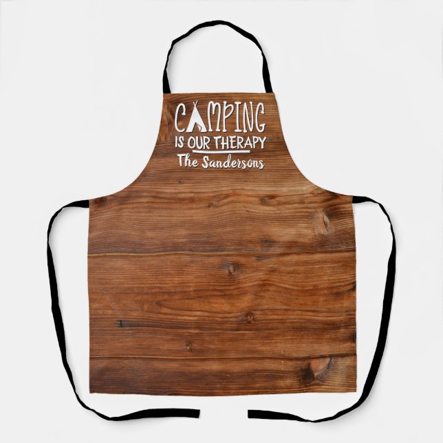 Rustic Camping is Our Therapy Tent Family Name Apron (Front)
