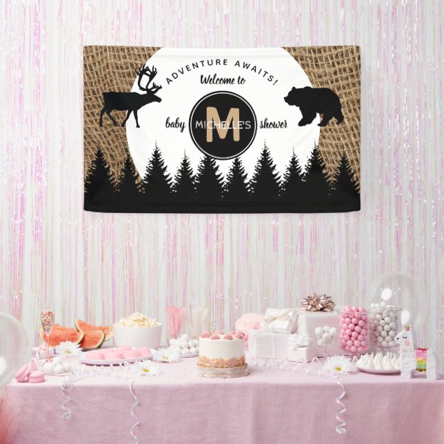 Rustic Camping Outdoors Adventure Baby Shower Banner (Party)