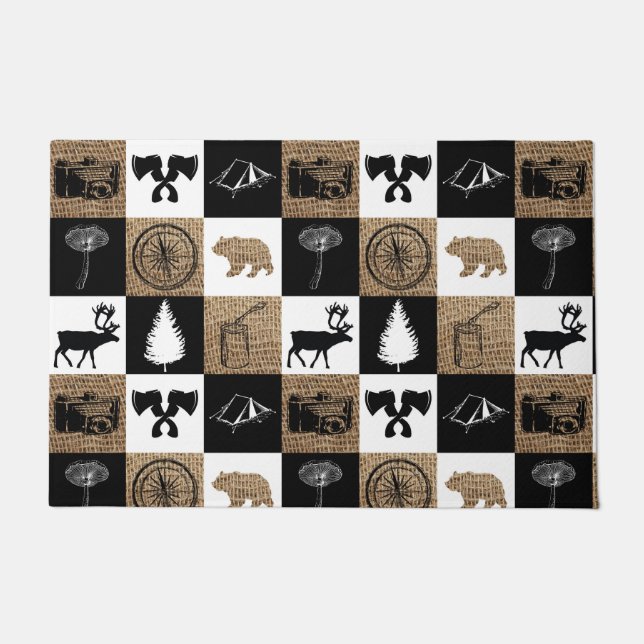 Rustic Camping Outdoors Adventure Doormat (Front)