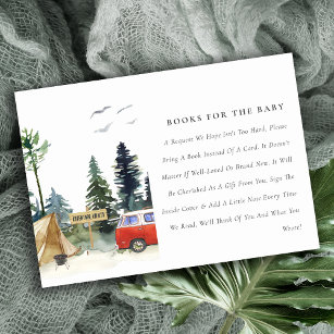 Rustic Camping Pine Forest Books For Baby Shower Enclosure Card