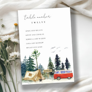 Rustic Camping Pine Forest Wedding Seating Chart Table Number