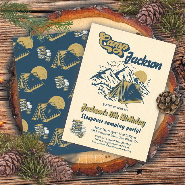 Rustic Camping Sleepover Birthday Party Invitation (Creator Uploaded)