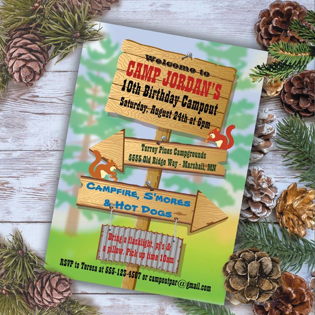 Rustic Camping Sleepover Party Invitations (Creator Uploaded)