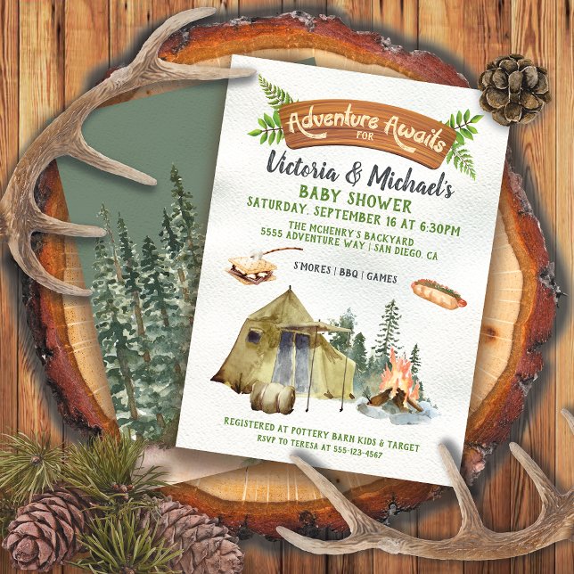 Rustic Camping Tent Adventure Baby Shower Invitation (Creator Uploaded)