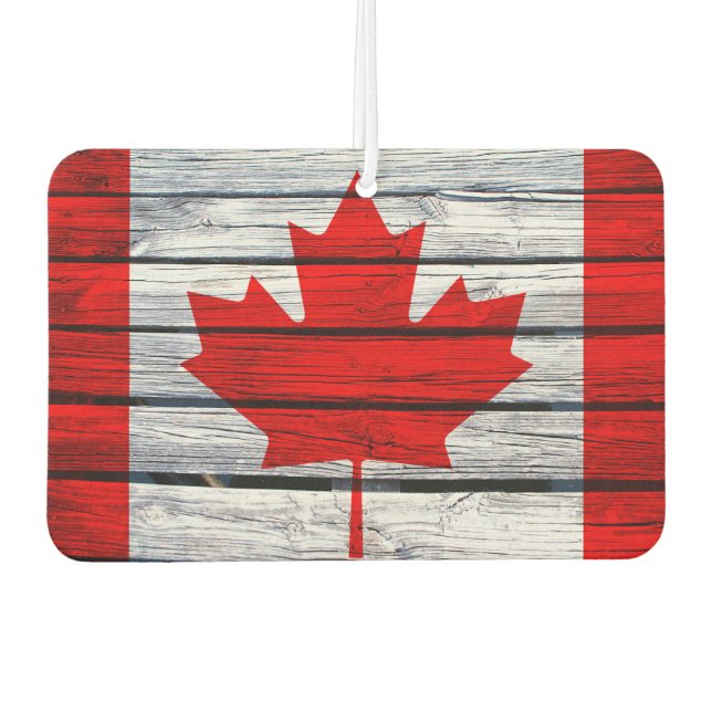 Rustic Canadian Flag Car Air Freshener (Front)