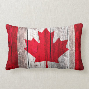 Rustic canadian flag red maple design lumbar cushion