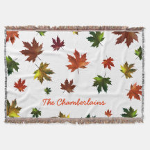 Rustic Canadian Maple Leaf with Your Name on White