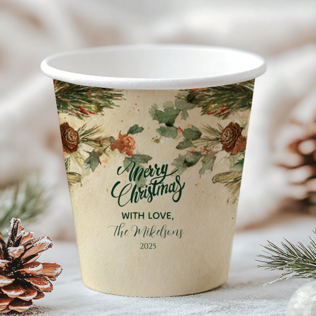 Rustic Candle Pinecone Christmas Paper Cups (Creator Uploaded)
