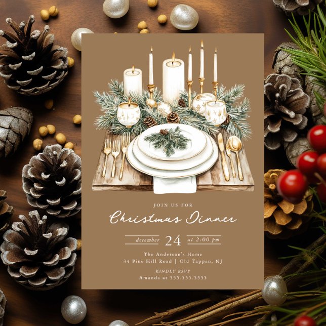 Rustic Candlelight Christmas Dinner Invite (Creator Uploaded)