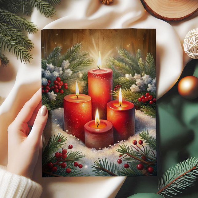 Rustic candles holly berry Christmas tissue paper (Rustic candles holly berry Christmas tissue paper)