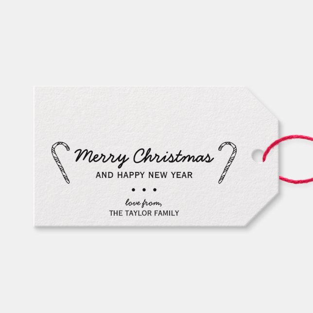 Rustic Candy Cane Christmas Gift Tags (Front (Horizontal))