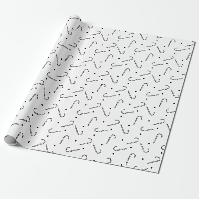 Rustic Candy Cane Pattern Christmas Wrapping Paper (Unrolled)