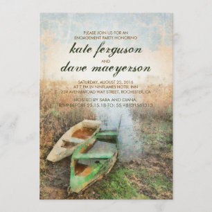 Rustic Canoe Waterfront Engagement Party Invitation