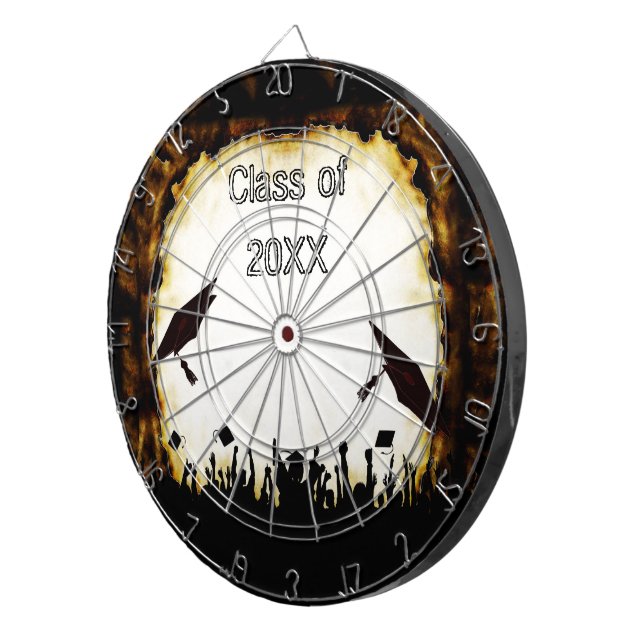 Rustic Cap Tossing Crowd Graduation Class of Dartboard (Front Right)