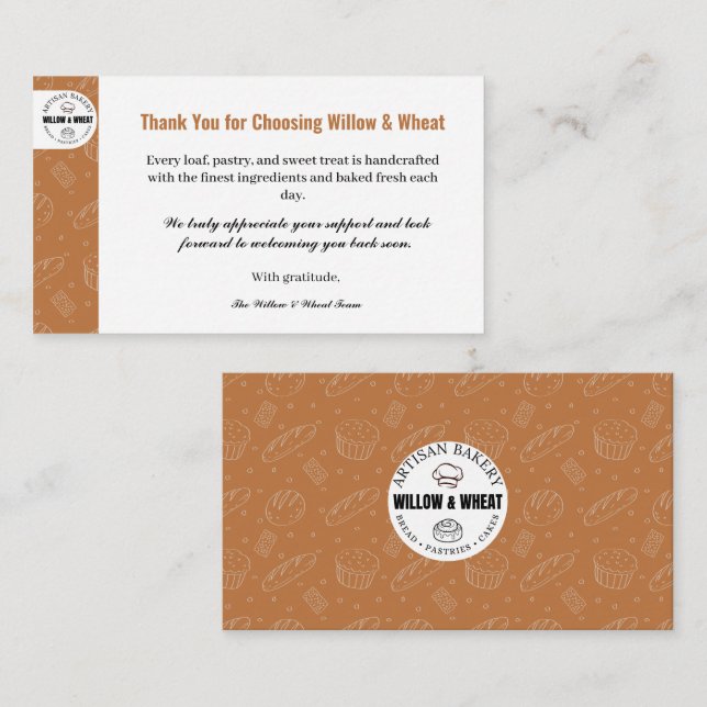 Rustic Caramel Bakery Thank You Card (Front/Back)