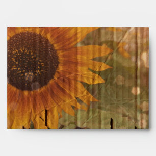 rustic cardboard country sunflower wedding envelope