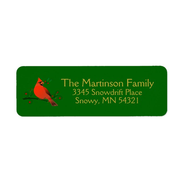 Rustic Cardinal on Branch with Berries Holiday (Front)