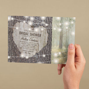Rustic Carved Heart Tree Bridal Shower Invitation